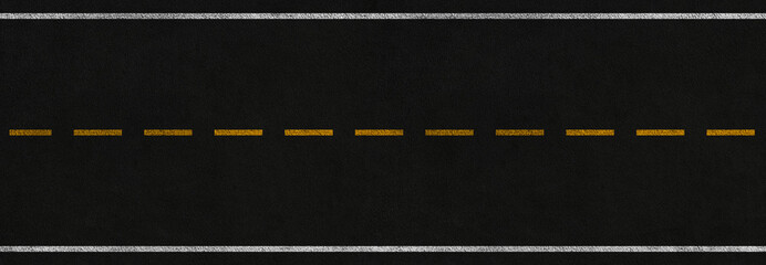 panoramic asphalt road with white and yellow marking stripes