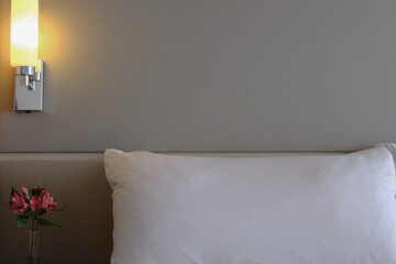 Comfortable double bed with duvet in luxurious oceanview or ocean view or outside or exterior...