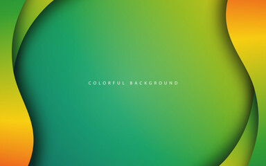 Abstract overlap layer wave shape green gradient background