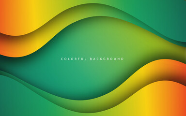 Abstract overlap layer wave shape green gradient background