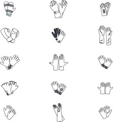 Variety of Gloves outline collections icon set