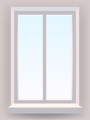 Plastic Window in interior. Vector illustration template realistic