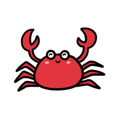 crab hand drawn. simple and cute illustrations in vector design - obrazy, fototapety, plakaty