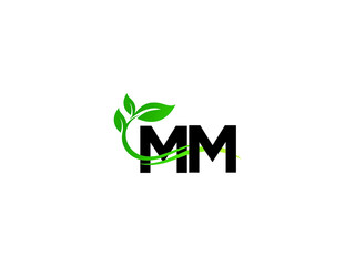 Letter MM Logo Icon, Premium Mm mm Green Leaf Logo Design For Shop