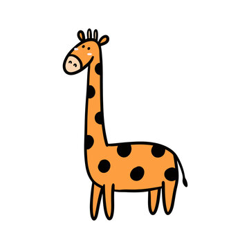 Giraffe hand drawn. simple and cute illustrations in vector design