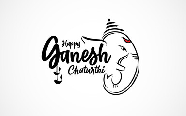 Happy ganesh chaturthi indian festival celebration background vector Illustration - obrazy, fototapety, plakaty