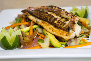 Red snapper fish with vegetables