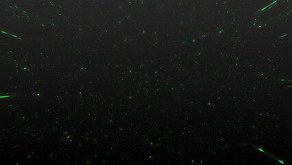 Green star in space particle background 