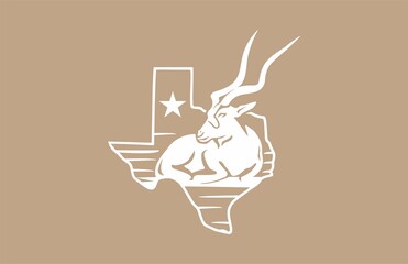 Antelope Addax With Texas Line Minimal Vector Logo Design