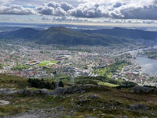 Fototapeta premium View iver Bergen from Mount Ulriken 643 moh Norway