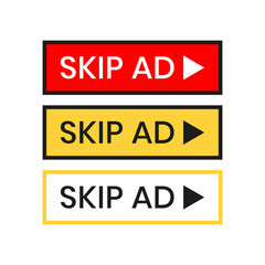 Modern skip ad button icons sign vector design. Symbol for social media elements.