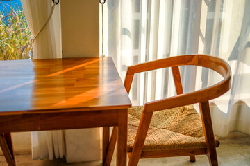 The background of a new design chair placed on the balcony of the resort for customers to sit and rest during the day.