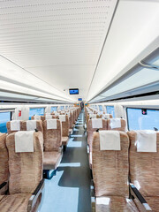 Fototapeta premium The interior of a train subway car