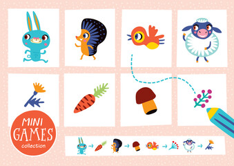 Mini games collections. Feed the animals.