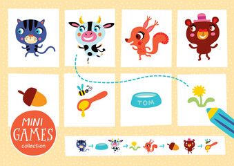 Mini games collections. Feed the animals.