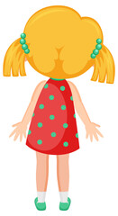 Back of a little girl cartoon character