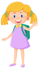 Female student cartoon character with backpack