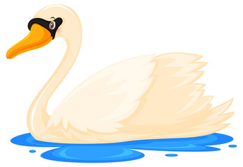 White swan in cartoon style