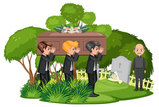 funeral procession carrying coffin at cemetery clip art preview