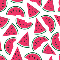 watermelons seamless pattern. juicy watermelon hand drawn illustration