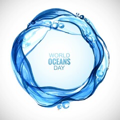 World ocean day celebration sea circular wave background