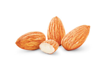 Salted Almonds group on a white background