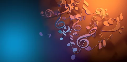  Flying music notes. Abstract background structure. Chaotic falling music note elements. 3D rendering © CROCOTHERY