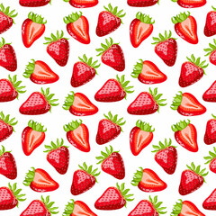 Seamless pattern with strawberries. Vector image.