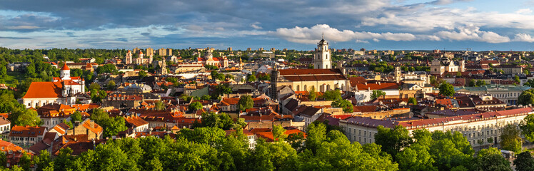 Fototapeta na wymiar Vilnius old town, colorful evening view of Vilnius, capital of Lithuania