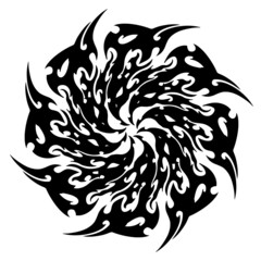 Fototapeta premium Ornamental element, fire ball, tattoo black desain