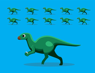 Animal Animation Sequence Dinosaur Iguanodon Running Cartoon Vector