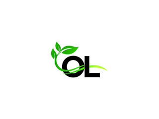 Alphabet OL Leaf Logo, Natural Ol lo Green Leaf Logo Letter Vector For Business