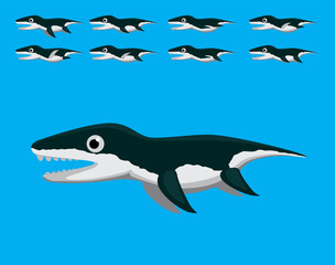 Animal Animation Sequence Dinosaur Kronosaurus Swimming Cartoon Vector