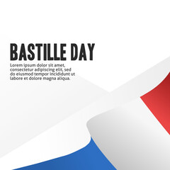 Bastille day background template with french flag for greeting card or social media post