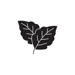 menthol leaf icon in black flat glyph, filled style isolated on white background - obrazy, fototapety, plakaty