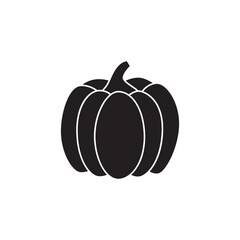 Pumpkin icon in black flat glyph, filled style isolated on white background