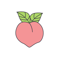 Peach icon in color, isolated on white background 