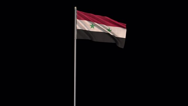 Syria flag, 4k video background is transparent