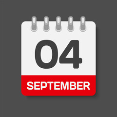 Icon day date 4 September, template calendar page