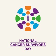 Vector Icon of Purple Ribbon. National Cancer Survivors Day Design Concept, perfect for social media post templates, posters, greeting cards, banners, backgrounds, brochures. Vector Illustration