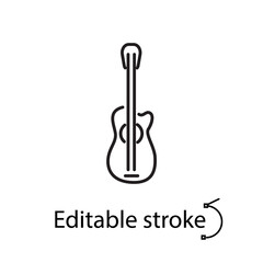 Guitar outline icon. Musical acoustic concert. Editable stroke. Isolated vector stock illustration