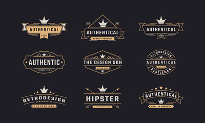 Set of Vintage Retro Badges and Silhouettes Logo Design Element