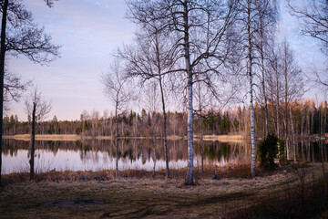 Svartsjön lake in Småland sweden at sunset