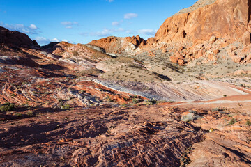 Late afternoon sun hits Valley of Fire State Park in Nevada