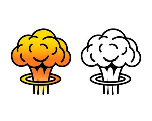 Atomic explosion icon. Nuclear explosion linear icon