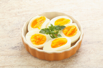 Boiled chicken egg for breakfast