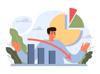 Bad consequences concept. Business character making action