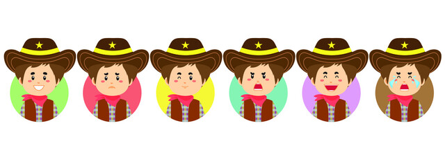 Fototapeta premium Cowboy Avatar with Various Expression