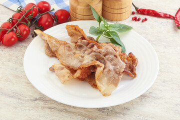 Fried pork bacon for breakfast