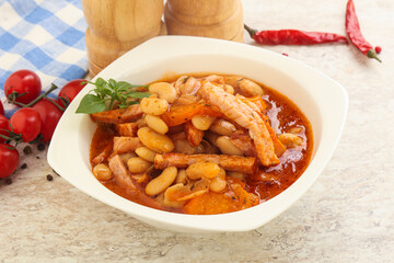 Roasted pork with white beans